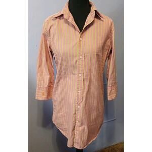 Ralph Lauren long shirt Boyfriend Kurta ¾ length sleeves Button front Womens 6